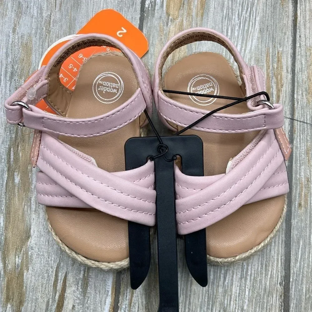 Baby Girl Summer Footbed & Crossover Comfy Sandals Shoes 2-Pack Size 2